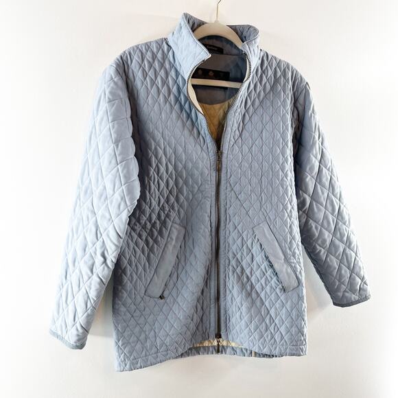 Barbour Lulworth Quilted Long Sleeve Full Zip Jacket Coat Light Blue 8 - Picture 11 of 11